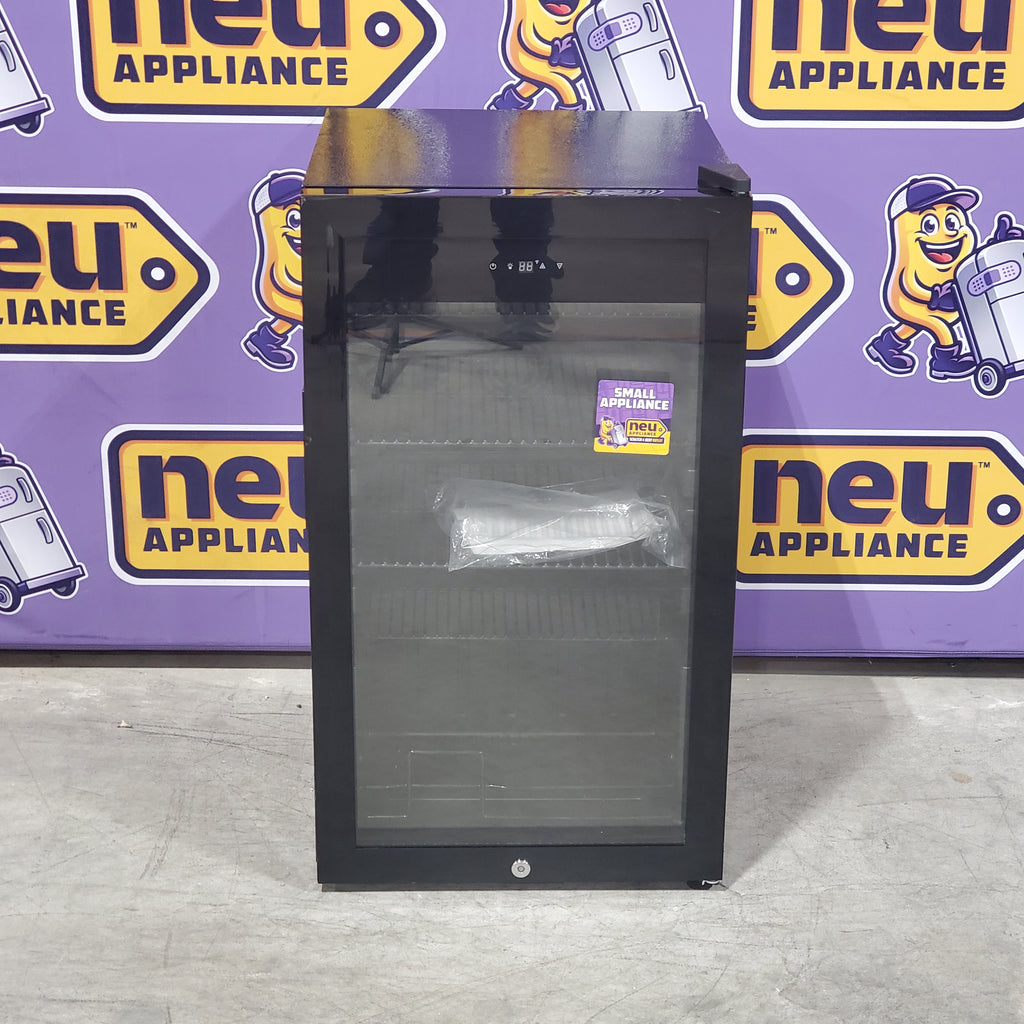 HOOURE 128Cans 3.2 Cu.Ft Glass Door Mini Fridge for Drink Beer Soda Wine, with 4 Adjustable Removable Shelves in Stainless Steel 25133SD535 - TAYL86 - Scratch & Dent (Minor)