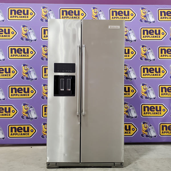 KitchenAid 24.8 cu ft. Side-by-Side Refrigerator with Exterior Ice and Water and PrintShield™ finish KRSF705HPS - Scratch & Dent (Moderate)