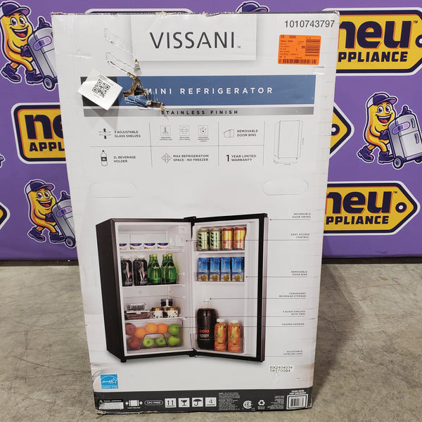 Vissani 3.2 cu. ft. Mini Refrigerator in Stainless Steel, ENERGY STAR 25SA268 - HVAR32SE - New in Box