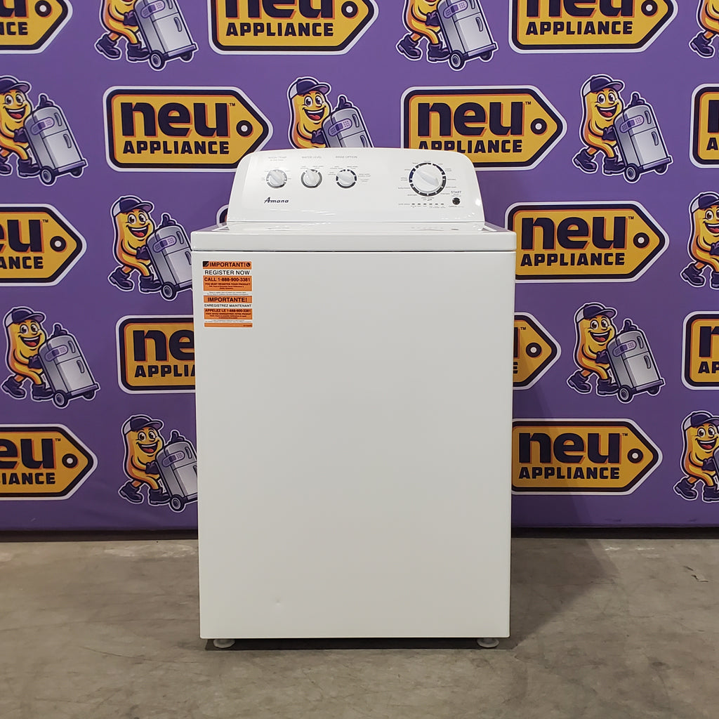 Amana 3.8 Cu. Ft. Top Load Washer with High Efficiency Agitator NTW4519JW - Scratch & Dent (Minor) and Amana 6.5 Cu. Ft. Electric Dryer with Wrinkle Prevent Option 16053 - NED4655EW - Open Box