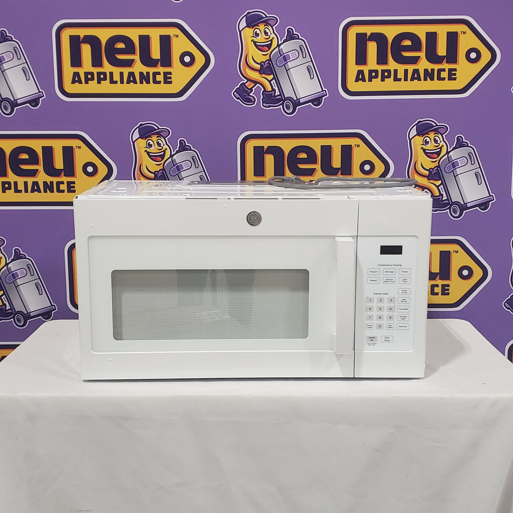 GE 1.6 cu. ft. Over the Range Microwave in White with 13.5 inch Defrost Options 25SA242 - JVM3160DFWW - Open Box
