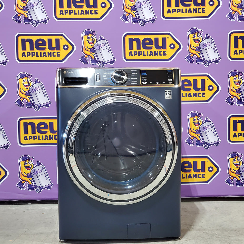 GE Profile 5.3 cu. ft. Smart Front Load Washer with Microban Technology PFW870SPVRS - Scratch & Dent (Minor) and GE Profile Smart Front Load Electric 7.8 Cu. Ft. Capacity Dryer with Steam and Sanitize Cycle 16045 - PFD87ESPVRS - New in Box