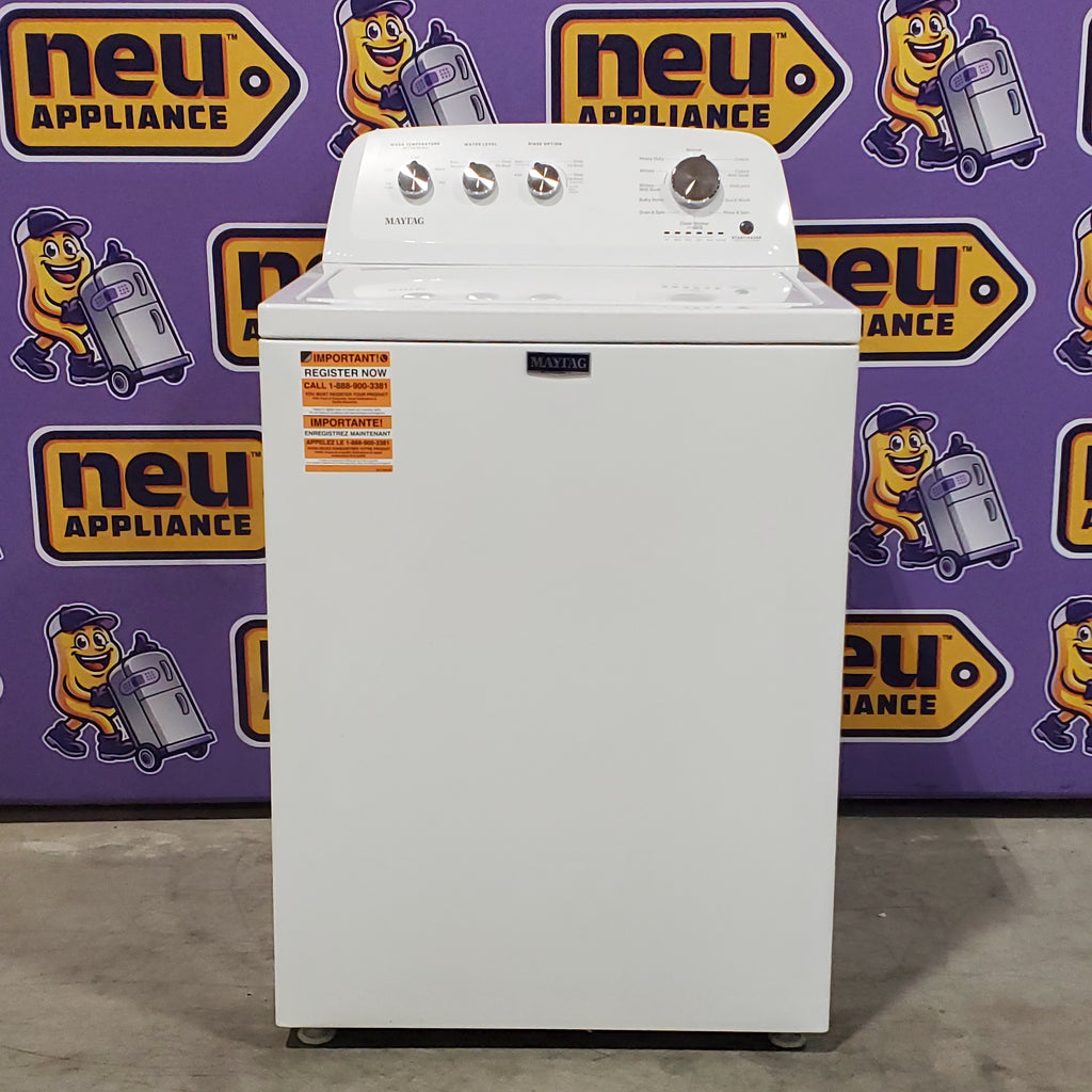 Pictures of Maytag Top Load 3.8 cu. ft. Washer with Deep Fill and Quick Wash Cycle MVW4005SW and Maytag Top Load Electric Wrinkle Prevent 7.0 cu. ft. Dryer with Auto Dry 16077 MED4005SW - Open Box - Neu Appliance Outlet - Discount Appliance Outlet in Austin, Tx
