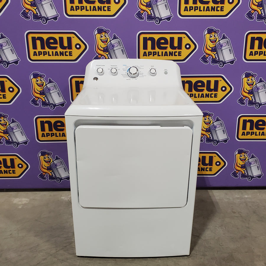 GE White Top Load 4.0 Cu. Ft. Capacity Washer with Stainless Steel Wash Basket GTW325ASWWW - New in Box and GE 7.2 cu. ft. Capacity Aluminized Alloy Drum Gas Dryer in White 16208 - GTD42GASJWW - Certified Refurbished