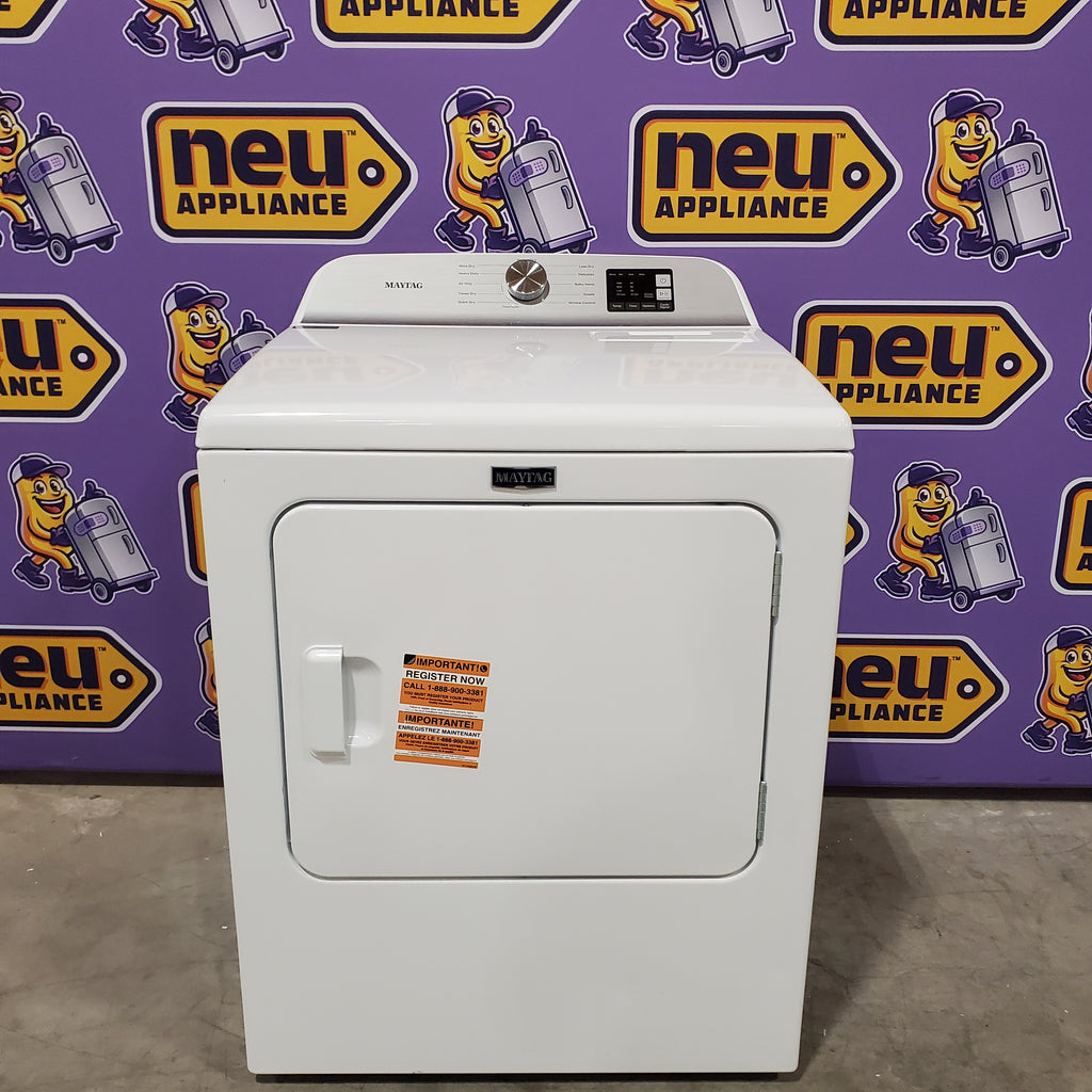 Pictures of Maytag Top Load 4.8 cu ft Washer with Deep Fill and Slow-Close Glass Lid MVW6200KW - Scratch & Dent (Minor) and Maytag 7.0 cu ft Electric Dryer with Moisture Sensing and Quick Dry Cycle 16160 - MED6200KW - Scratch & Dent (Minor) - Neu Appliance Outlet - Discount Appliance Outlet in Austin, Tx