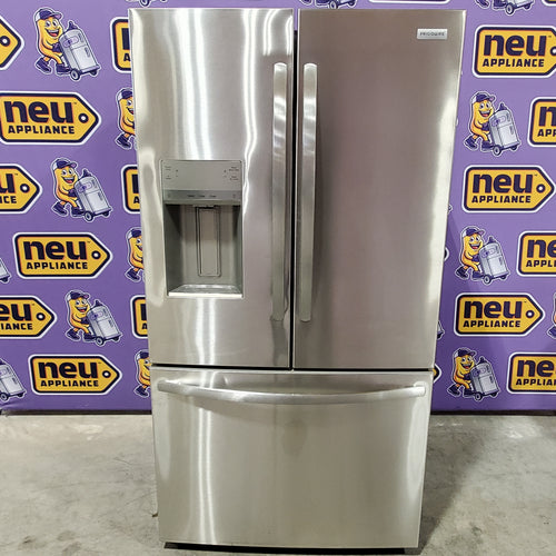 Frigidaire Stainless Steel Counter-Depth 22.6-cu ft 3 -Door French Door ENERGY Star Refrigerator with Ice Maker with Water and Ice Dispenser 20331SD303 - FRFC2323AS - Scratch & Dent (Minor)