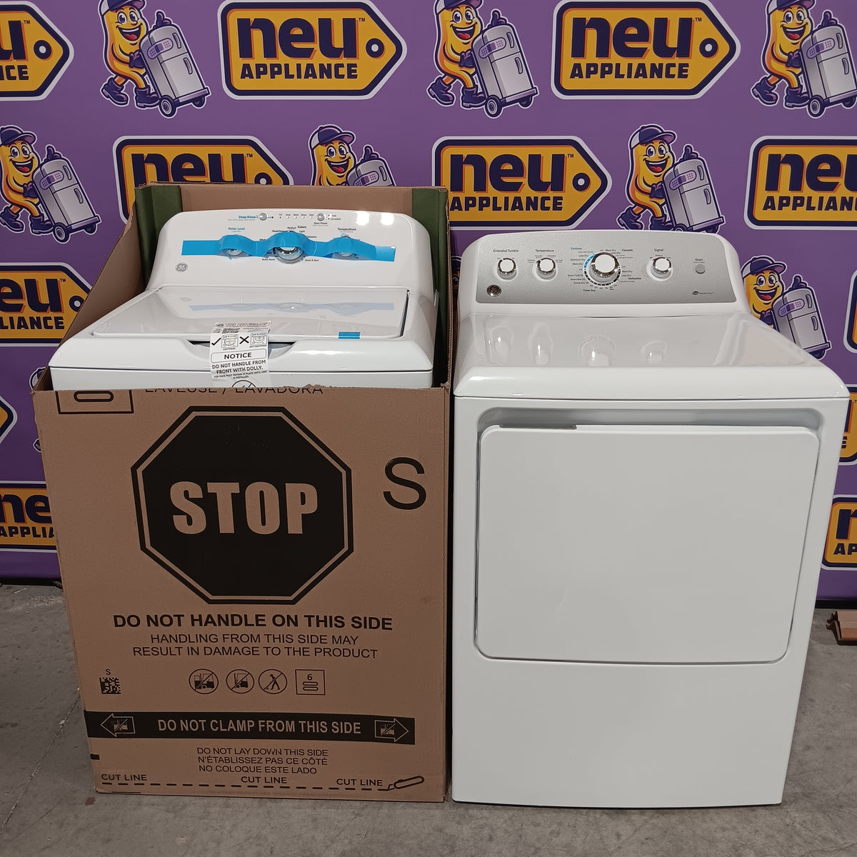 GE White Top Load 4.0 Cu. Ft. Capacity Washer with Stainless Steel Wash Basket GTW325ASWWW - New in Box and  GE ENERGY STAR 7.4 cu. ft. Capacity Aluminized Alloy Drum Electric Dryer with Sensor Dry  16281 - GTD65EBSJWS - Certified Refurbished