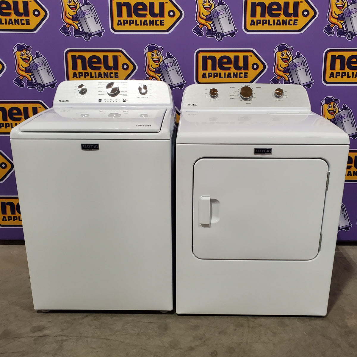 Maytag 4.5 cu. ft. Capacity Top Load Washer with Power™ Agitator and Deep Fill MVW4505MW - Open Box and Maytag 7.0 cu. ft. Capacity Top Load Electric Wrinkle Prevent Dryer 16246 - MED4500MW - Open Box