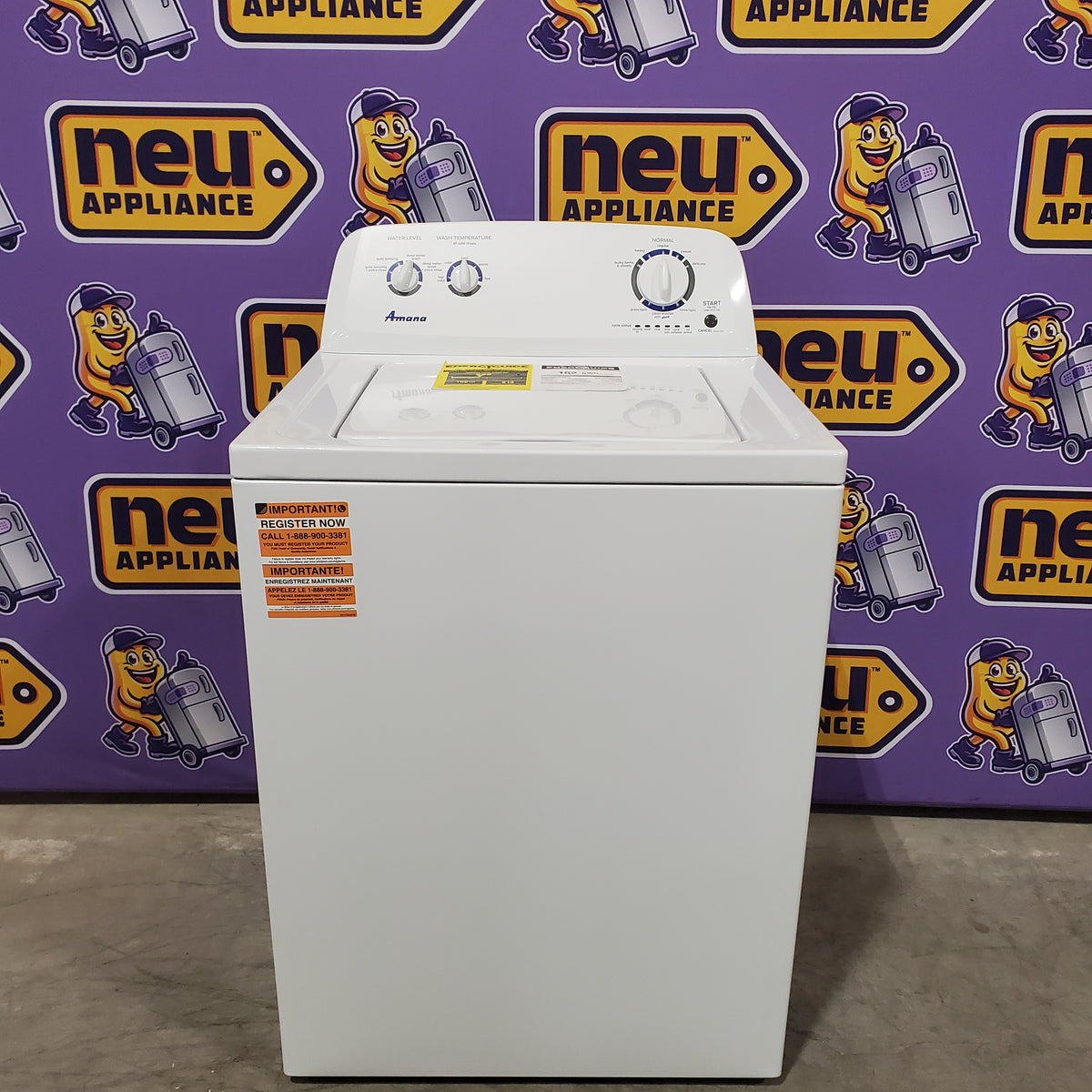 Amana Top Load 3.5 Cu. Ft. Washer with Dual Action Agitator, Porcelain Tub, and Late Lid Lock 22136SD363 - NTW4516FW - Open Box