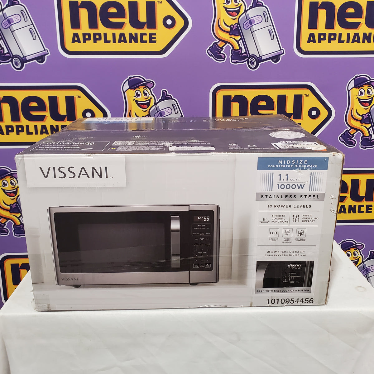 Vissani 21 in. 1.1 cu. ft. 1000-Watt Countertop Microwave Oven in Fingerprint Resistant Stainless Steel and Bar Handle 251316SD1180 - VSCMWE11S2W2102 - New in Box