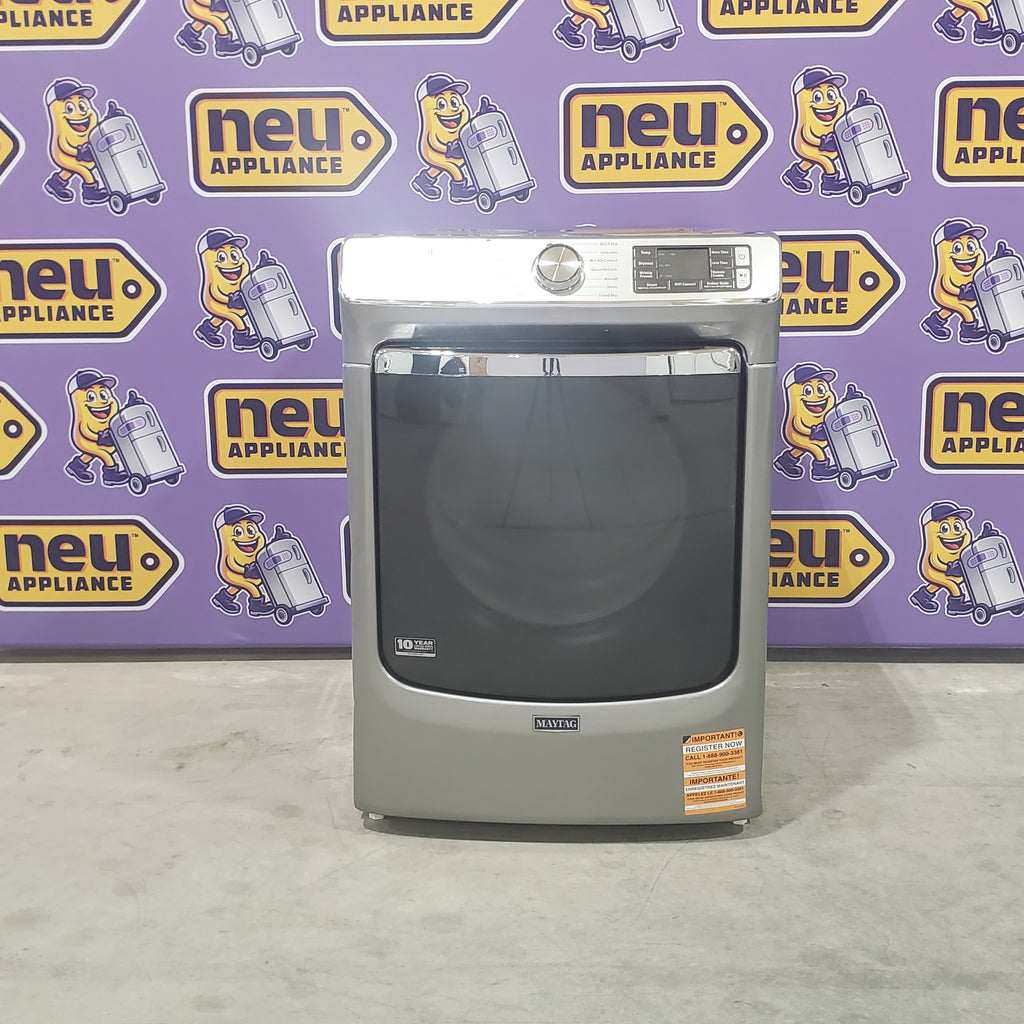 Pictures of Maytag Metallic Slate Smart Front Load Electric 7.3 Cu. Ft. Dryer with Extra Power and Advanced Moisture Sensing Plus MED8630HC - Scratch and Dent (Moderate) - Neu Appliance Outlet - Discount Appliance Outlet in Austin, Tx