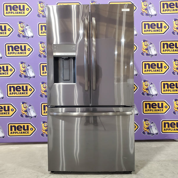 Black Stainless Steel ENERGY STAR Frigidaire 27.8 cu. ft. 3 Door French Door Refrigerator with Exterior Water and Ice Dispenser FRFS2823AD - Scratch & Dent - (Minor)