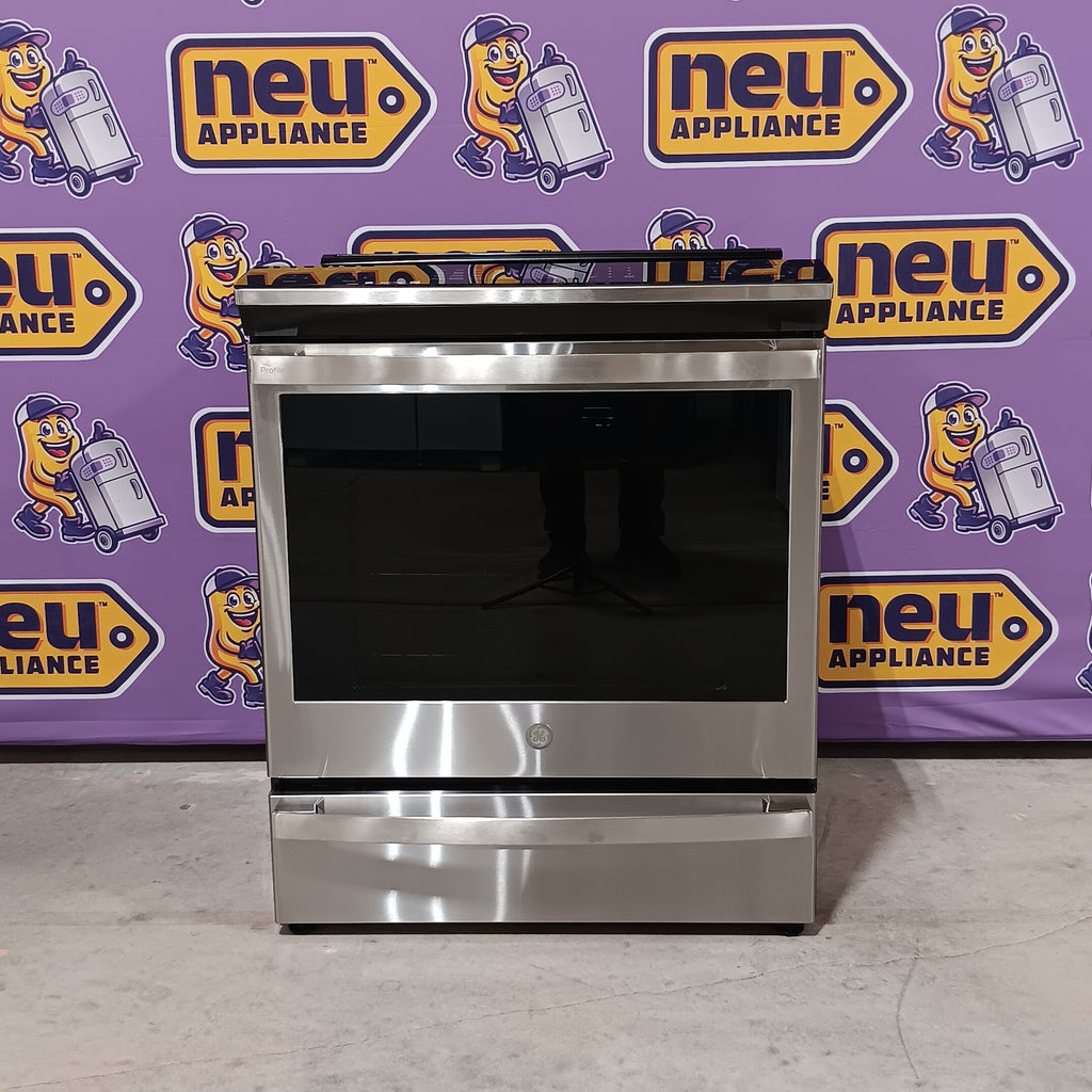 Pictures of GE Profile™ Fingerprint Resistant Stainless 30" Smart Slide-In Front-Control Induction and Convection Range with No Preheat Air Fry PHS930YPFS - New in Box - Neu Appliance Outlet - Discount Appliance Outlet in Austin, Tx