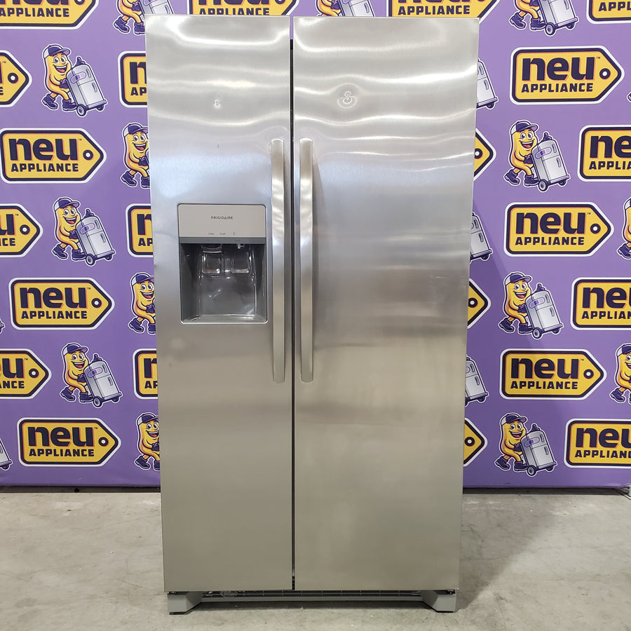 Frigidaire 25.6 cu. ft. ENERGY STAR Side by Side Refrigerator with Exterior Water and Ice Dispenser in Stainless Steel 20231SD267 - FRSS2623AS - Scratch & Dent (Moderate)