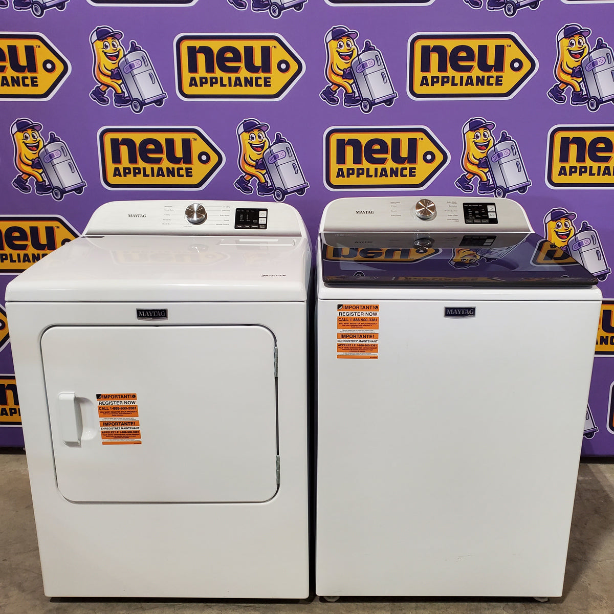 Maytag Top Load 4.8 cu ft Washer with Deep Fill and Slow-Close Glass Lid MVW6200KW - Scratch & Dent (Minor) and Maytag 7.0 cu ft Electric Dryer with Moisture Sensing and Quick Dry Cycle 16193 - MED6200KW - Scratch & Dent (Minor)