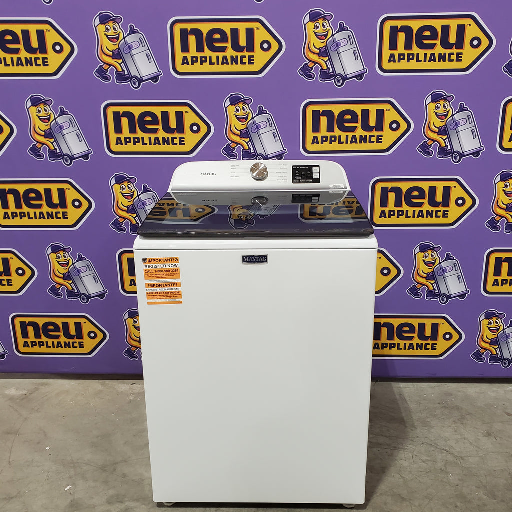 Pictures of Maytag Top Load 4.8 cu ft Washer with Deep Fill and Slow-Close Glass Lid MVW6200KW - Scratch & Dent (Minor) and Maytag 7.0 cu ft Electric Dryer with Moisture Sensing and Quick Dry Cycle 16160 - MED6200KW - Scratch & Dent (Minor) - Neu Appliance Outlet - Discount Appliance Outlet in Austin, Tx