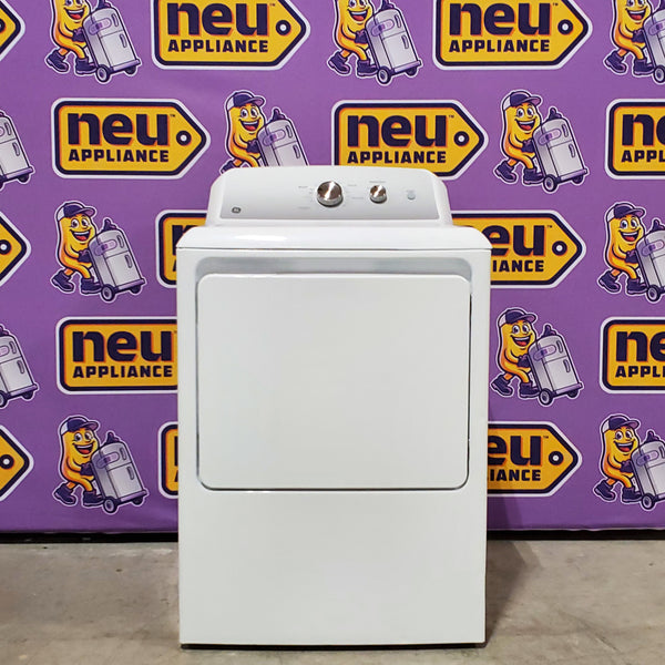 GE White Electric 7.2 Cu. Ft. Capacity Dryer with Up to 120 Ft. Venting and Reversible Door 1CR04122 - GTD38EASWWS - Certified Refurbished