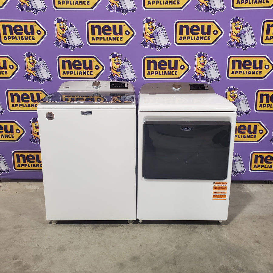 Maytag 4.7 cu. ft. Top Load Washing Machine with Extra Power and Deep Fill Option MVW6230RHW - Certified Refurbished and Maytag 7.4 Cu. Ft. Top Load Electric Dryer with Extra Power and Advanced Moisture Sensing 16108 - MED6205RW - Open Box