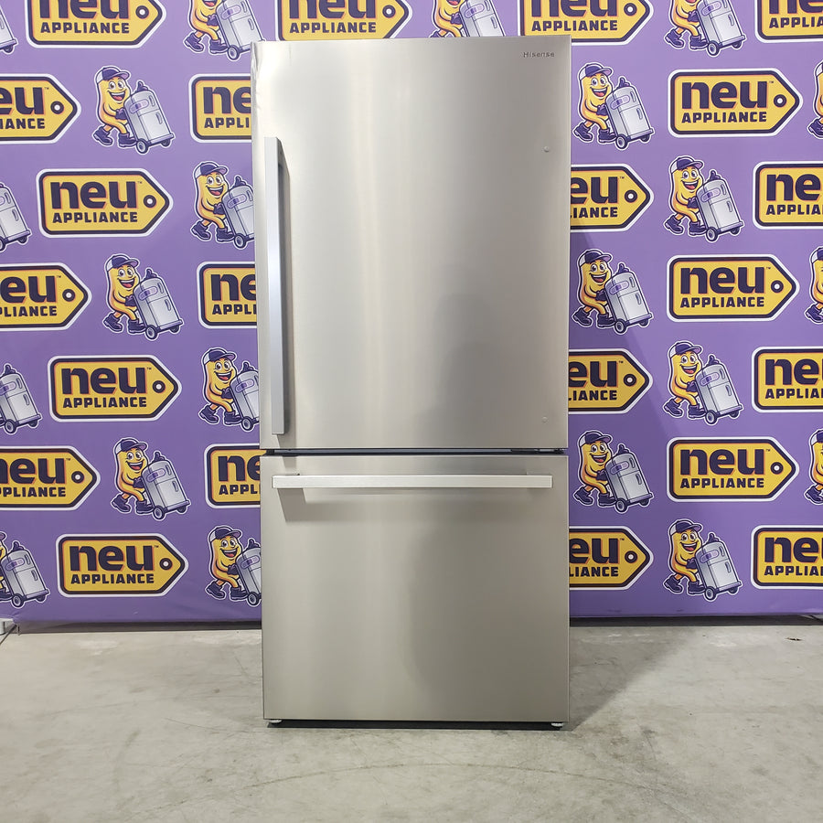 Hisense Counter Depth Bottom Freezer 17.2 Cu. Ft. Refrigerator with LED Lighting and Super Cool and Super Freeze in Fingerprint Stainless Steel 5SD199 - HRB171N6ASE - Scratch and Dent (Minor)