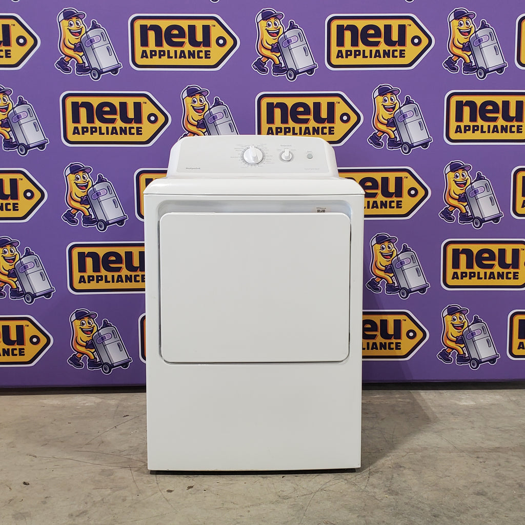 Pictures of Hotpoint White Electric Aluminized Alloy Drum 6.2 Cu. Ft. Dryer with Upfront Lint Filter and Reverse-A-Door HTX21EASKWW - Certified Refurbished - Neu Appliance Outlet - Discount Appliance Outlet in Austin, Tx