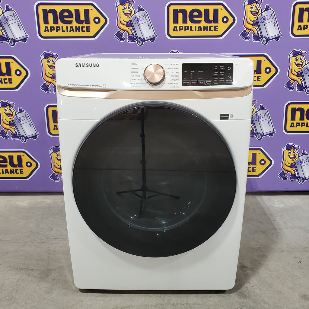 Samsung 7.5 Cu. Ft. Stackable Smart Electric Dryer with Steam and Sensor Dry in Ivory 22131SD88 - DVE50BG8300EA3 - Scratch & Dent - Minor (Copy)