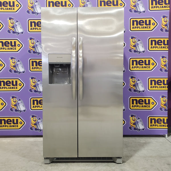 Frigidaire 25.6 cu. ft. ENERGY STAR Side by Side Refrigerator with Exterior Water and Ice Dispenser in Stainless Steel FRSS2623AS - Scratch & Dent (Moderate)