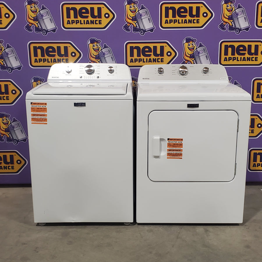 Maytag 4.5 cu. ft. Capacity Top Load Washer with Power™ Agitator and Deep Fill MVW4505MW - Scratch & Dent (Minor) and Maytag 7.0 cu. ft. Capacity Top Load Electric Wrinkle Prevent Dryer 16088 - MED4500MW - Open Box