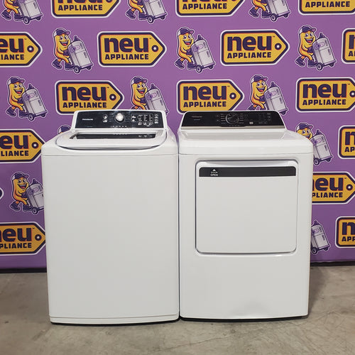 Frigidaire 4.1 Cu. Ft. Top Load Washer with 12 Wash Cycles and Quick Wash Cycle FFTW4120SW - Scratch and Dent (Minor) and Frigidaire 7 Cu. Ft. Electric Dryer in White 16116 - FLVE7523BW - Scratch & Dent (Moderate)