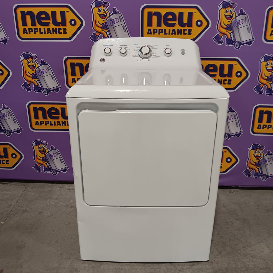 GE White Top Load 4.0 Cu. Ft. Capacity Washer with Stainless Steel Wash Basket GTW325ASWWW - New in Box and GE White Electric 6.2 Cu. Ft. Capacity Dryer with Shallow Depth and Up to 120 Ft. Venting Capability 16279 - GTX33EASKWW - Certified Refurbished