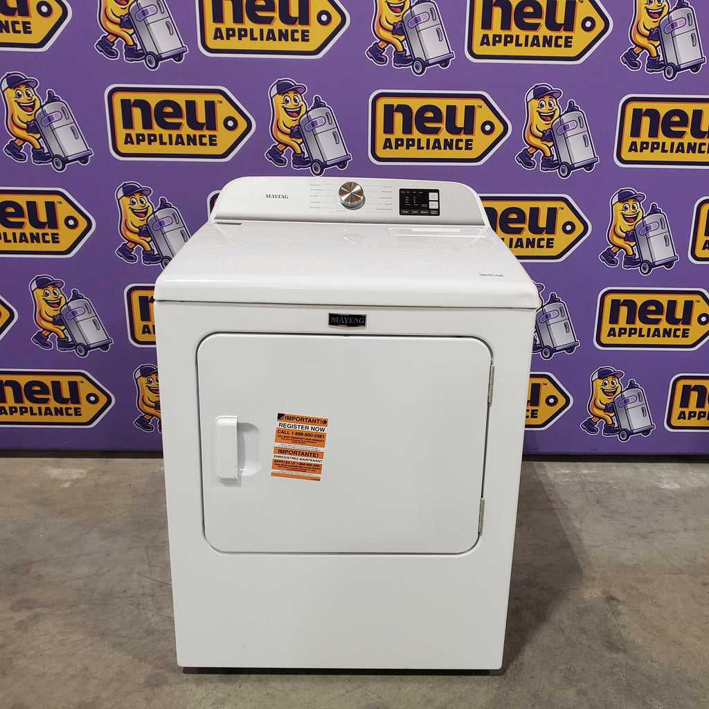 Pictures of Maytag Top Load 4.8 cu ft Washer with Deep Fill and Slow-Close Glass Lid MVW6200KW - Scratch & Dent (Minor) and Maytag 7.0 cu ft Electric Dryer with Moisture Sensing and Quick Dry Cycle 16168 - MED6200KW - Scratch & Dent (Minor) - Neu Appliance Outlet - Discount Appliance Outlet in Austin, Tx