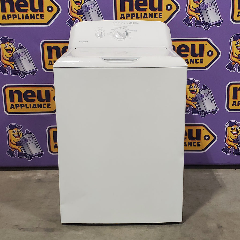Hotpoint White Top Load 3.8 Cu. Ft. Washer with Stainless Steel Wash Basket 1CR05172 - HTW200ASKWW - Certified Refurbished
