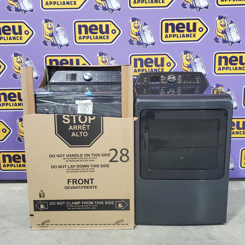 Pictures of GE Profile 5.4 cu. ft. Top Load Washing Machine with FlexDispense PTW700BPTDG - New in Box and GE Profile 7.4 cu. ft. Gas Dryer with Steam 16134 - PTD70EBPTDG - Open Box - Neu Appliance Outlet - Discount Appliance Outlet in Austin, Tx