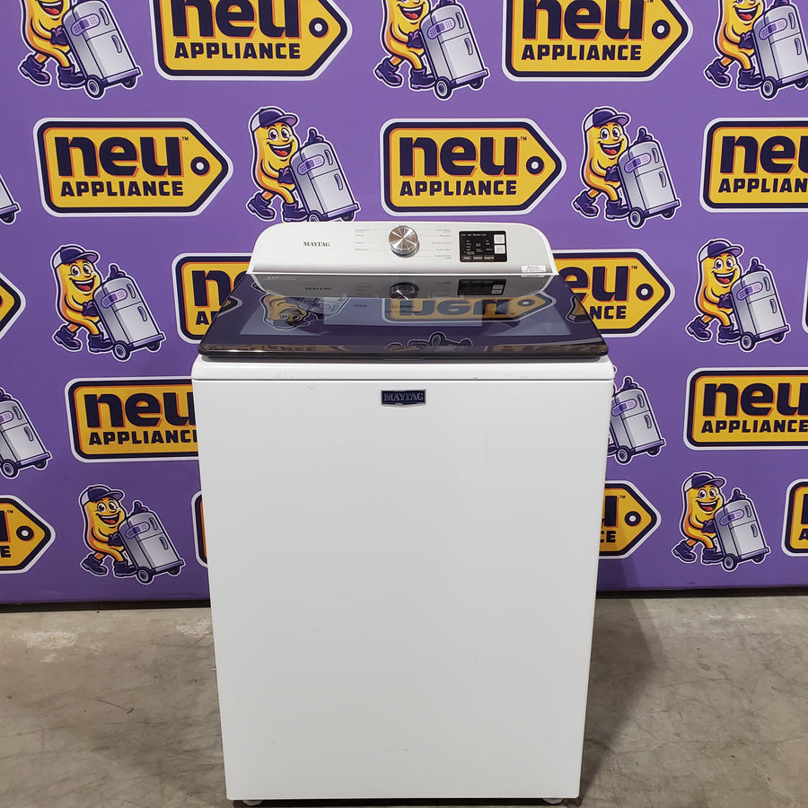 Maytag Top Load 4.8 cu ft Washer with Deep Fill and Slow-Close Glass Lid MVW6200KW - Scratch & Dent (Minor) and Maytag 7.0 cu ft Electric Dryer with Moisture Sensing and Quick Dry Cycle 16194 - MED6200KW - Scratch & Dent (Minor)
