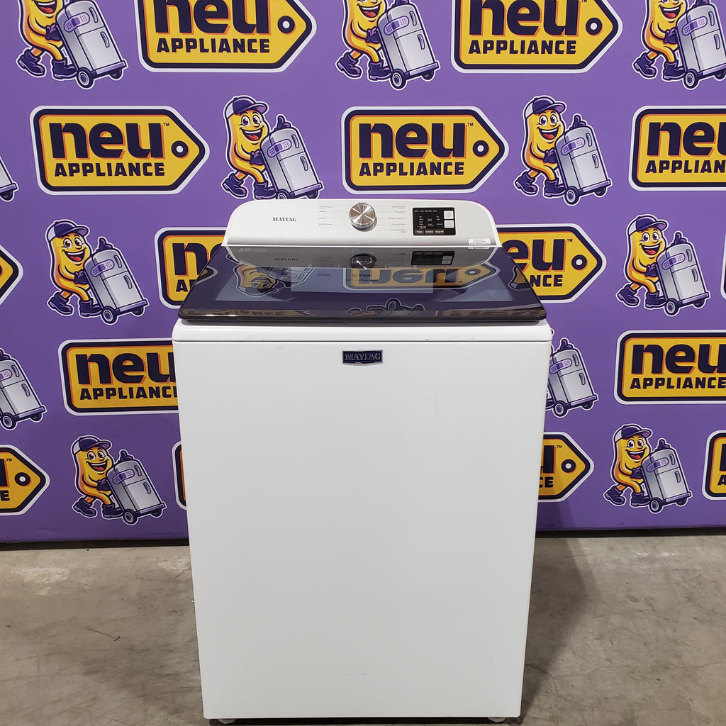 Pictures of Maytag Top Load 4.8 cu ft Washer with Deep Fill and Slow-Close Glass Lid MVW6200KW - Scratch & Dent (Minor) and Maytag 7.0 cu ft Electric Dryer with Moisture Sensing and Quick Dry Cycle 16194 - MED6200KW - Scratch & Dent (Minor) - Neu Appliance Outlet - Discount Appliance Outlet in Austin, Tx