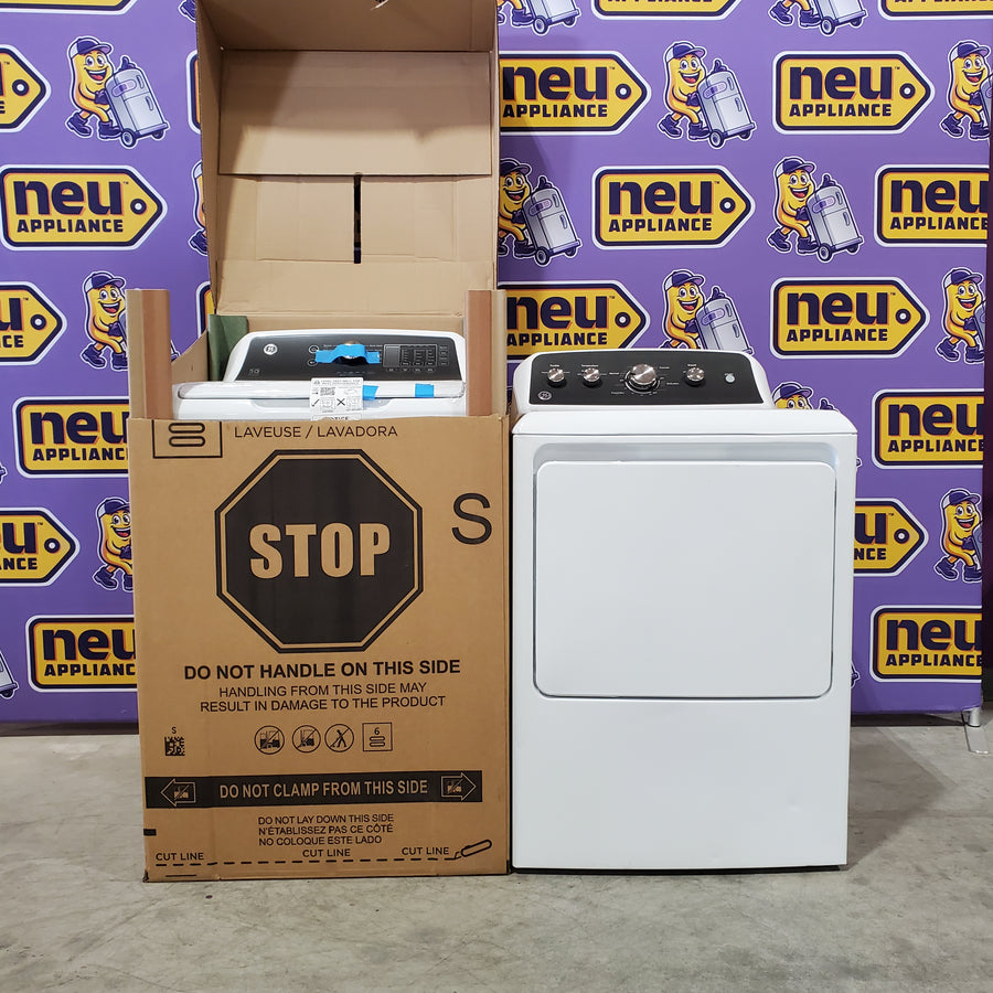 GE 4.5 cu. ft. Capacity Washer with Water Level Control GTW585BSVWS - New in Box and GE 7.2 cu. ft. Capacity Electric Dryer with Up To 120 ft. Venting and Extended Tumble  16028 - GTD48EASWWB - Certified Refurbished