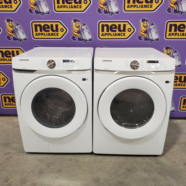 Samsung 4.5 cu. ft. ENERGY STAR  Front Load Washer with Vibration Reduction WF45T6000AW - Scratch & Dent (Minor) and Samsung 7.5 cu. ft. Front Load Electric Dryer with Smart Care in White 16142 - DVE45T6000W - Open Box