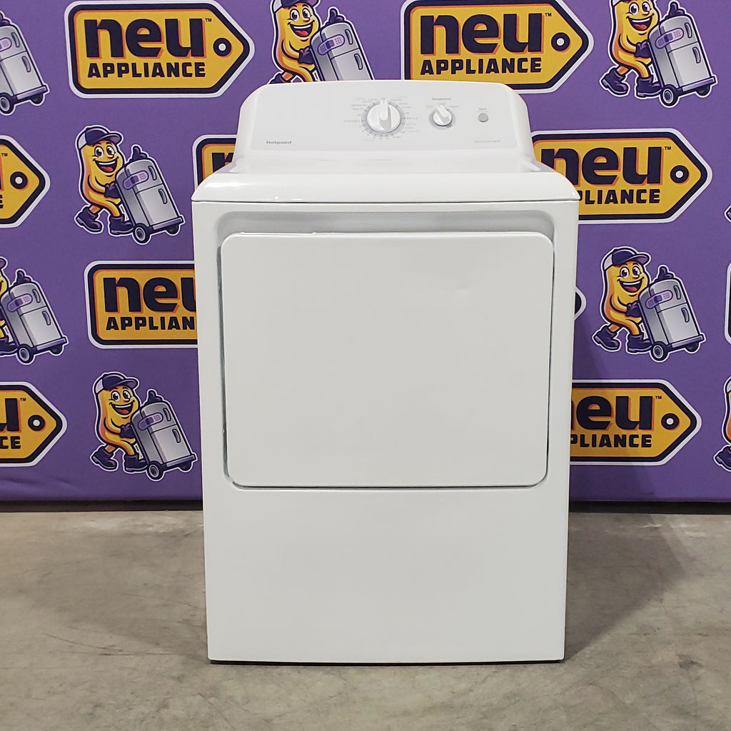 Hotpoint Top Load 3.8 Cu. Ft. Washer with Stainless Steel Basket and Heavy Duty Agitator HTW240ASKWS and Hotpoint Electric Vented 6.2 Cu. Ft. Dryer with Aluminized Alloy Drum HTX24EASKWS - Certified Refurbished