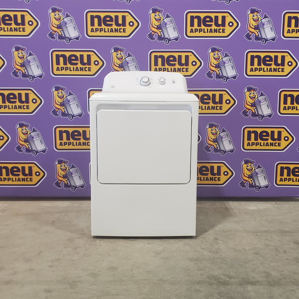 GE White Electric 6.2 Cu. Ft. Capacity Dryer with Shallow Depth and Up to 120 Ft. Venting Capability 24SD011 - GTX33EASKWW - Scratch and Dent (Minor)