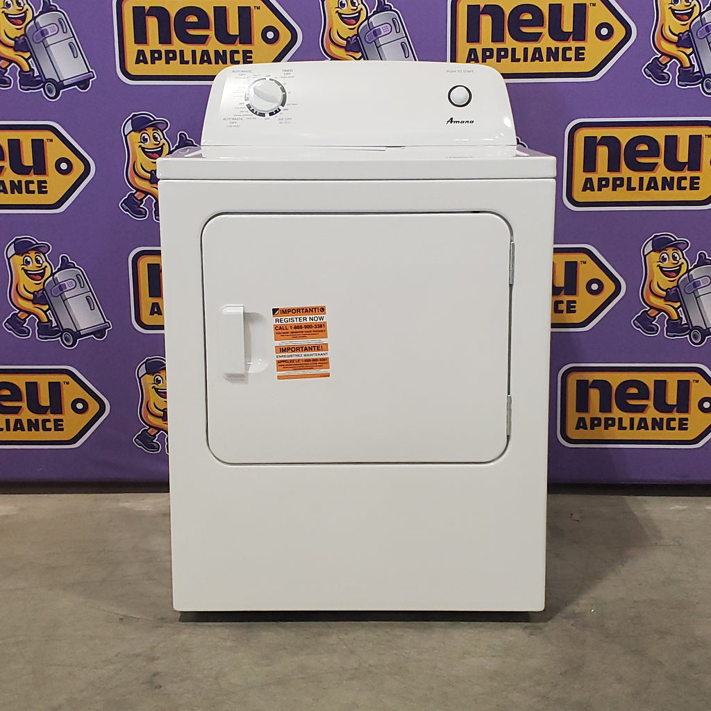 Amana 3.8 Cu. Ft. Top Load Washer with High Efficiency Agitator NTW4519JW - Scratch & Dent (Minor) and Amana 6.5 Cu. Ft. Electric Dryer with Wrinkle Prevent Option 16053 - NED4655EW - Open Box
