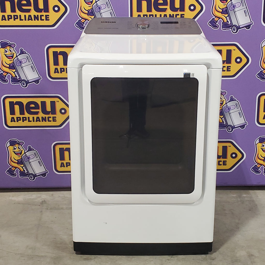 Pictures of Samsung White Top Load 5.0 Cu. Ft. Washer with Super Speed WA50R5400AW - Certified Refurbished and Samsung Front Load Electric Dryer with with Steam Sanitize+ 16111 - DVE52A5500W - Scratch & Dent (Minor) - Neu Appliance Outlet - Discount Appliance Outlet in Austin, Tx