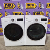 LG 2.4 cu.ft. Compact Front Load Washer with Built-In Intelligence WM1455HWA - Scratch & Dent (Minor) and LG 4.2 cu.ft. Smart wi-fi Enabled Compact Front Load Dryer with Dual Inverter HeatPump™ Technology 16215 - DLHC1455W - Open Box