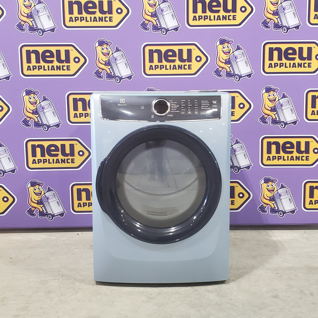 Pictures of Electrolux Glacier Blue 400 Series Electric 8.0 Cu. Ft. Dryer with Perfect Steam Option and Extended Tumble ELFE7437AG - Open Box - Neu Appliance Outlet - Discount Appliance Outlet in Austin, Tx