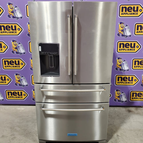 KitchenAid PrintShield Stainless 26.2 Cu. Ft. Multi-Door French Door Refrigerator with Platinum Interior and FreshChill™ Full-Width Refrigerated Drawer 22131SD105 - KRMF536RPS - Open Box