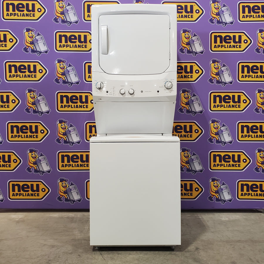 GE Unitized Spacemaker® 3.8 cu. ft. Capacity Washer with Stainless Steel Basket and 5.9 cu. ft. Capacity Electric Dryer 3SD715 - GUD27ESSMWW - Open Box