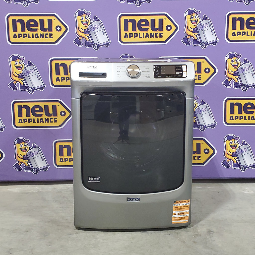 Maytag 4.5-cu ft High Efficiency Stackable Steam Cycle Front-Load Washer MHW5630HC - Scratch & Dent (Minor) and Maytag 7.3-cu ft Stackable Vented ENERGY STAR Electric Dryer 16059 - MED5630HC - Scratch & Dent (Minor)