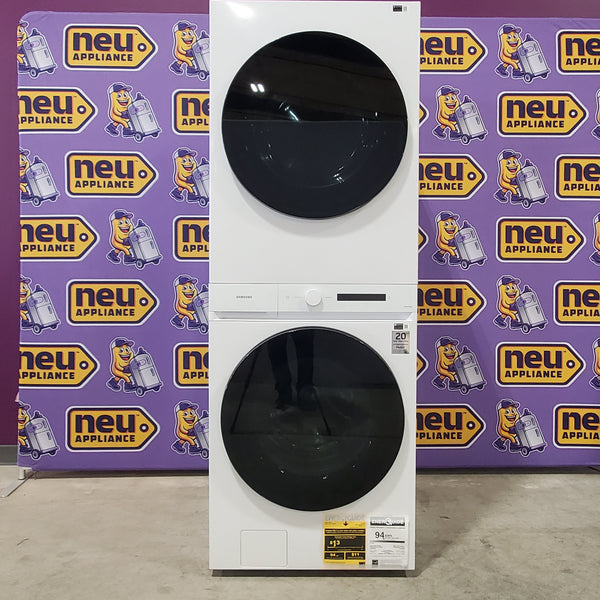 Samsung Bespoke White AI Laundry Hub with 4.6 Cu. Ft. Washer with Steam Wash and 7.3 Cu. Ft. Dryer WH46DBH100EWA3 - Scratch and Dent (Minor)