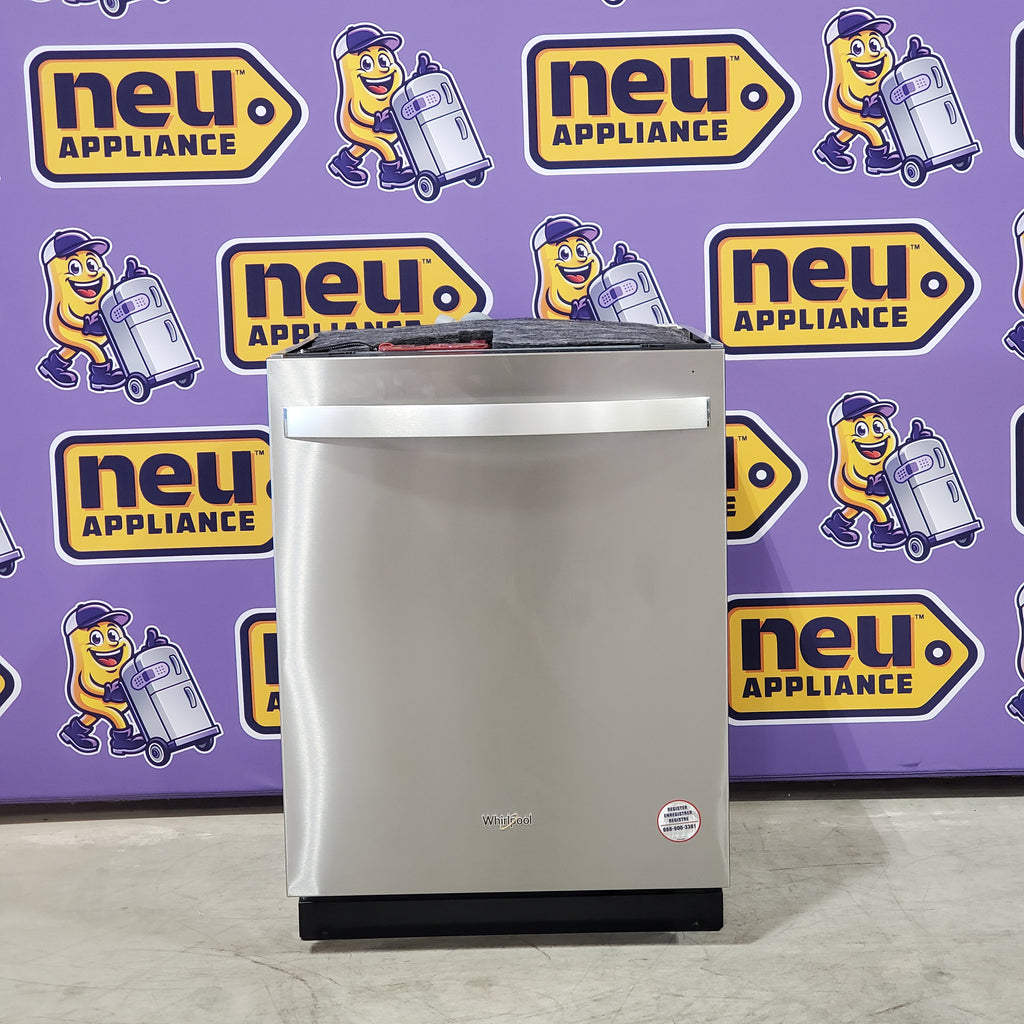 Pictures of Whirlpool 24-in 44dBA Dishwasher Flush in Stainless Steel with Cabinets with 3rd Rack and Top Control WDT550SAPZ - Open Box - Neu Appliance Outlet - Discount Appliance Outlet in Austin, Tx