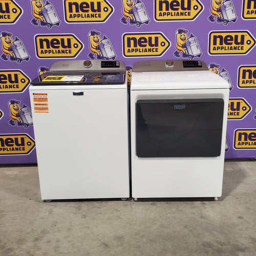 Maytag 5.2 Cu. Ft. Top Load Agitator Washer with Extra Power and Smart Appliance MTW6205RW - Open Box and Maytag 7.4 Cu. Ft. Top Load Electric Dryer with Extra Power and Advanced Moisture Sensing 16103 - MED6205RW - Open Box