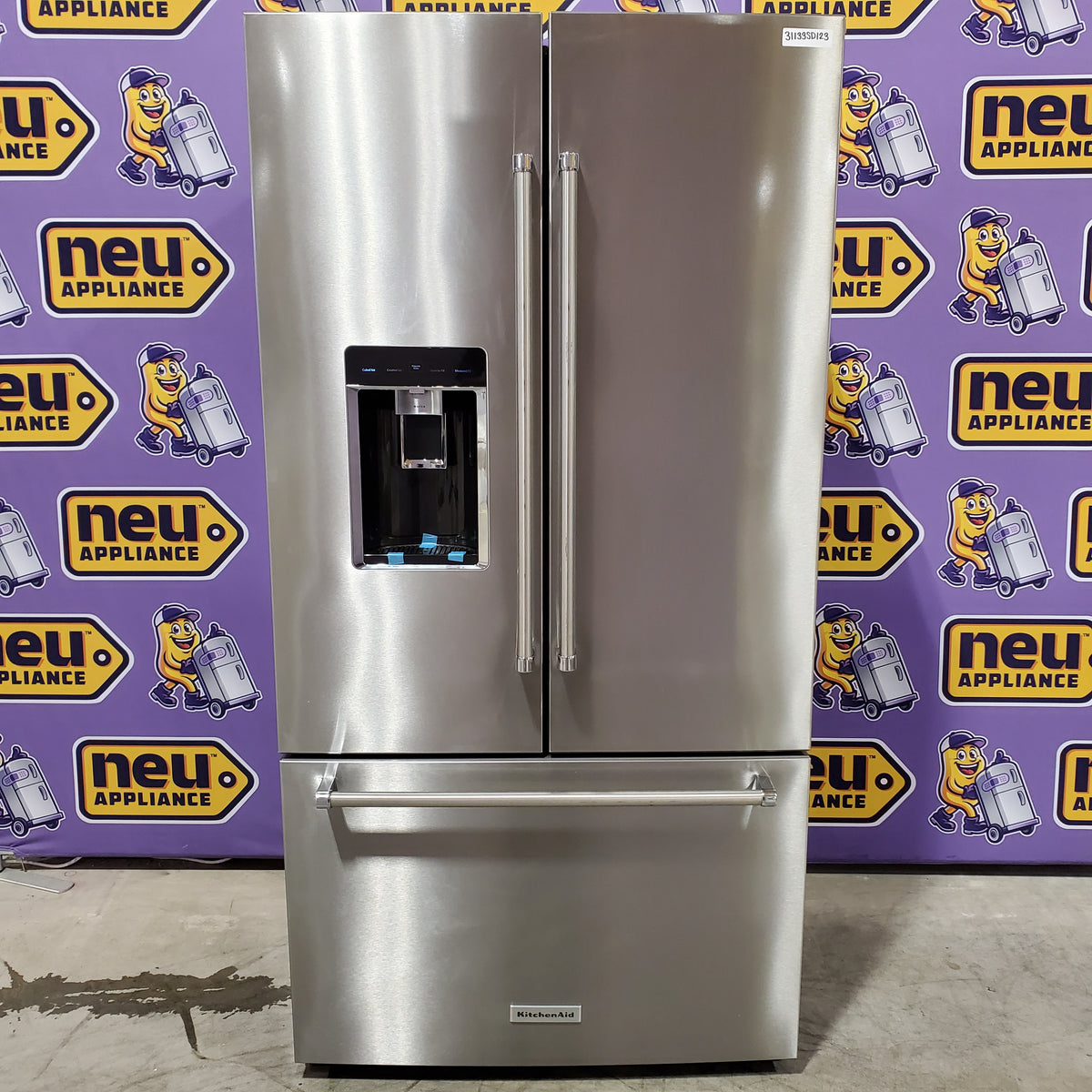KitchenAid 23.8 cu. ft. Counter-Depth French Door Platinum Interior Refrigerator with PrintShield™ Finish 31133SD123 - KRFC704FPS - Scratch and Dent (Moderate)