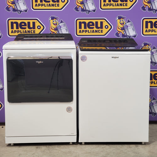 Pictures of Whirlpool High Efficiency Agitator Large Top-Load Washer in White WTW5105HW - Scratch & Dent (Minor) and Whirlpool 7.4 cu. ft. Electric Dryer with Hamper Door WED8127LW - Scratch & Dent (Minor) - Neu Appliance Outlet - Discount Appliance Outlet in Austin, Tx